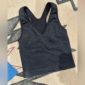 JoyLab Black Slim Fit Ribbed Tank with Built in Bra